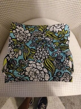 Vera Bradley Floral Quilted Shoulder Bag in Aqua, Lime & Black